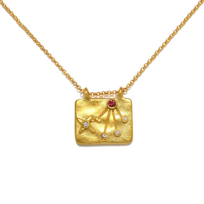 Olivenorma White Zircon Zodiac Copper Plated 18k Gold Necklace