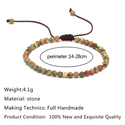 Olivenorma Faceted Unakite Beaded Braided Adjustable Bracelet