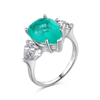 Olivenorma Paraiba Tourmaline White Zircon Exquisite Ring