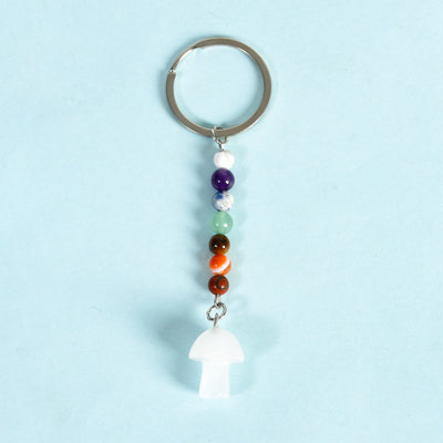 Olivenorma Chakra Crystal Mushroom Beaded Keychain