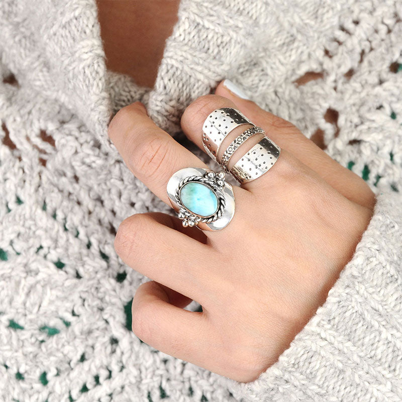 Olivenorma The Larimar Boho for Women Ring