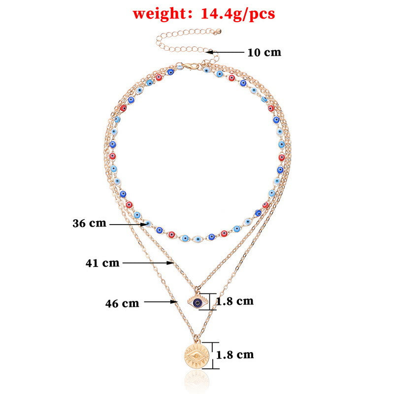 Olivenorma Epoxy Evil Eye Multi Layered Necklace