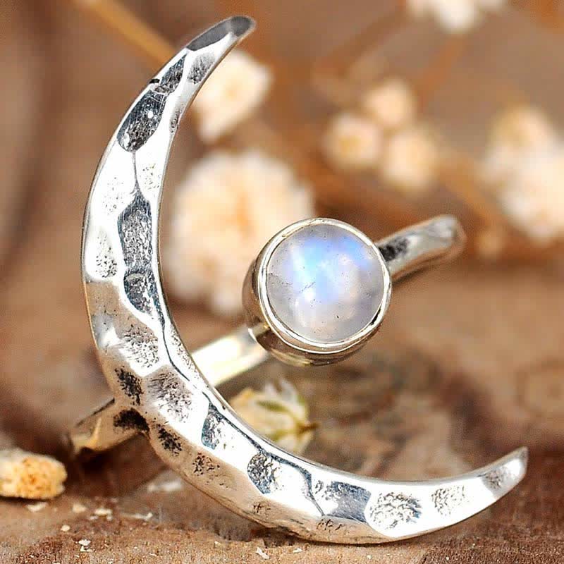 Olivenorma Moonstone Crescent Moon Ring