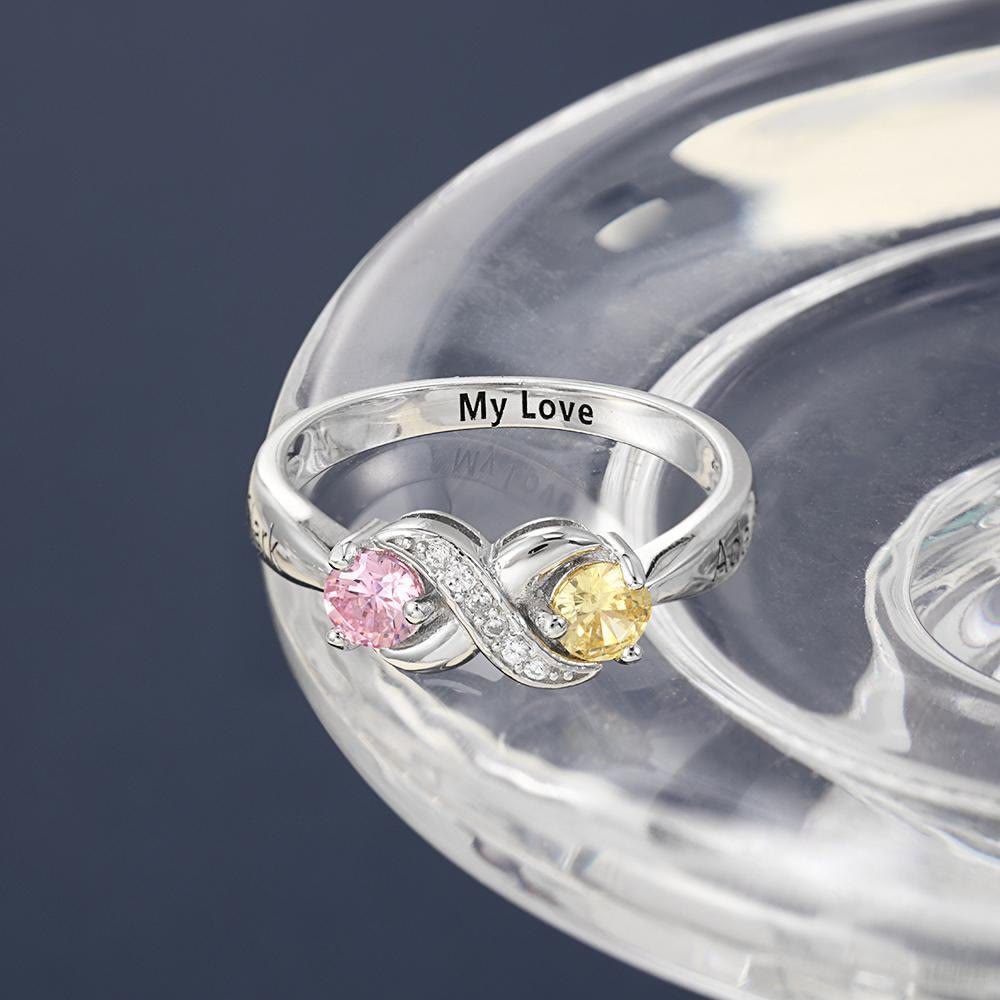 Olivenorma "Infinity"-2 Birthstones Personalized Ring