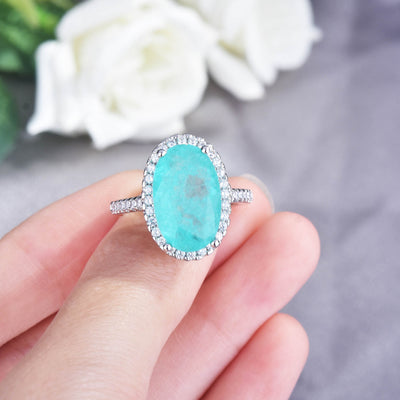 Olivenorma Large Oval Paraiba Tourmaline Adjustable Engagement Ring