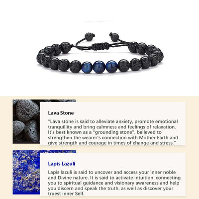 Natural Crystal Stone Healing Bracelet - Lava Stone&Lapis Lazuli - image 10