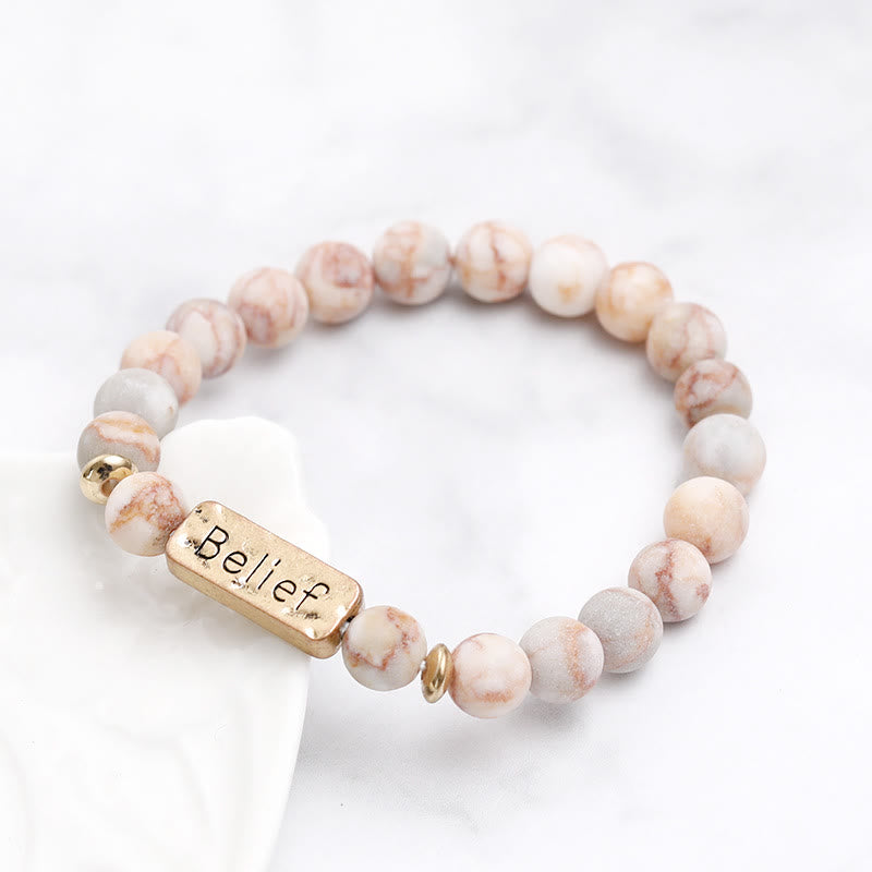 Olivenorma Natural Gemstone Belief Engraving Bracelet