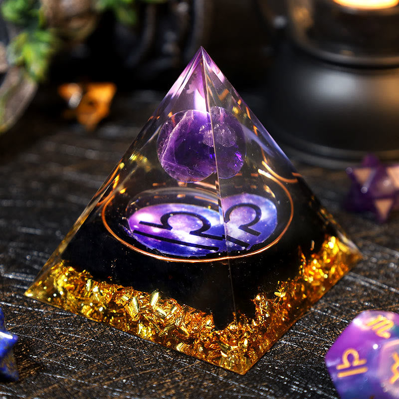 Olivenorma Amethyst Ball Obsidian Gravel Zodiac Libra Orgone Pyramid