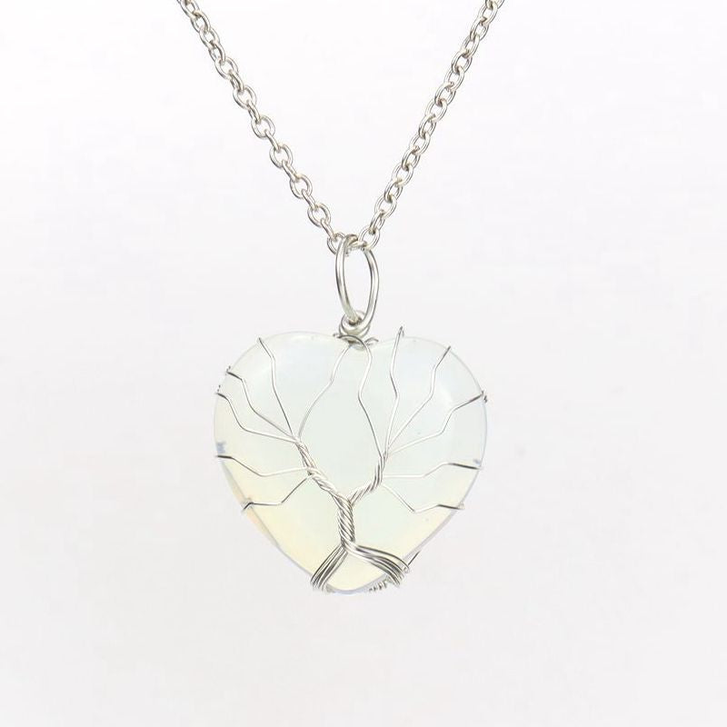 Olivenorma Natural Crystal Heart Necklace