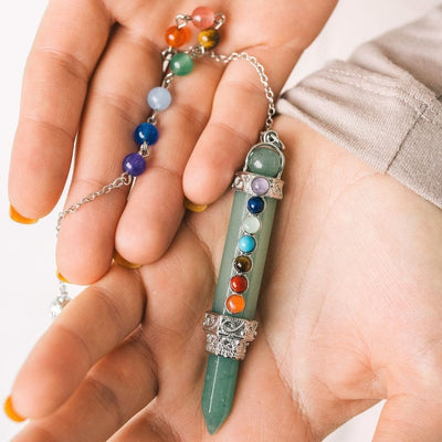 Olivenorma Chakra Crystal Hexagonal Column Pendulum