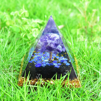 Olivenorma Amethyst Obsidian Lapis Lazuli Tree Of Life Orgone Pyramid