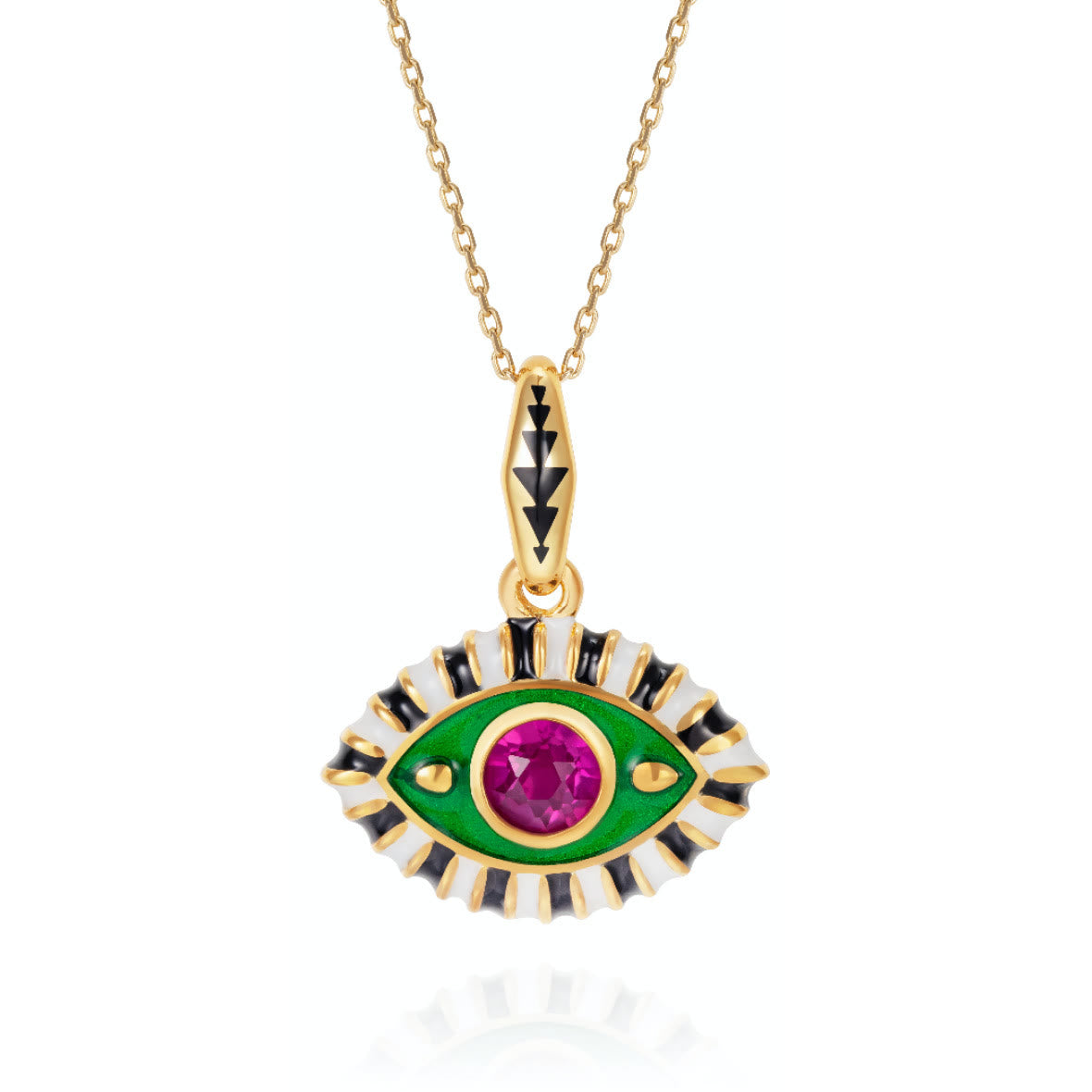 Olivenorma Stainless Steel Colorful Evil Eye Zircon Pendant Necklace