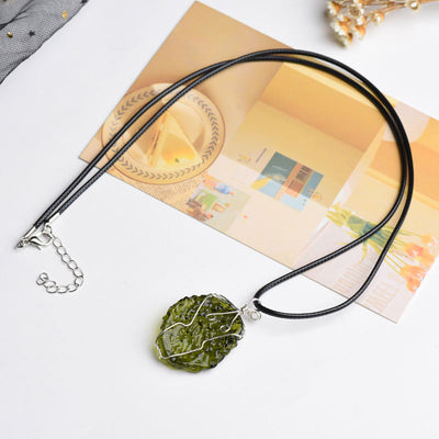 Olivenorma Natural Moldavite Irregular Necklace