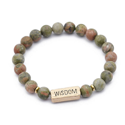 Olivenorma Natural Gemstone Wisdom Engraving Bracelet