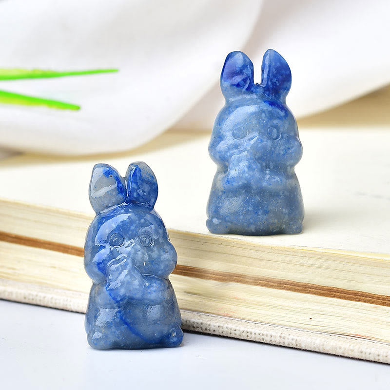 Olivenorma Natural Crystal Carrot Rabbit Carving Gemstone Decoration - Blue Aventurine - image 13