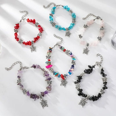 Olivenorma Colorful Crystal Rubble Butterfly Charm Bracelet