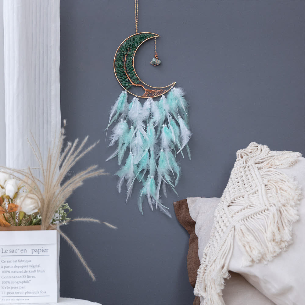 Olivenorma Natural Gravel Woven Tree of Life Moon Dream Catcher