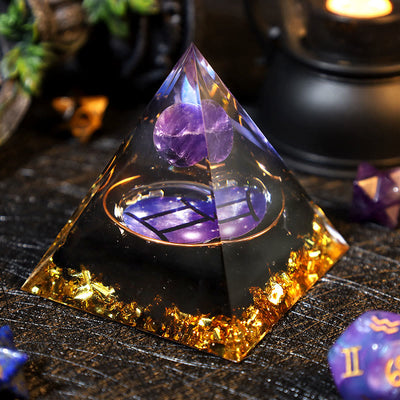 Olivenorma Amethyst Ball Obsidian Gravel Zodiac Gemini Orgone Pyramid