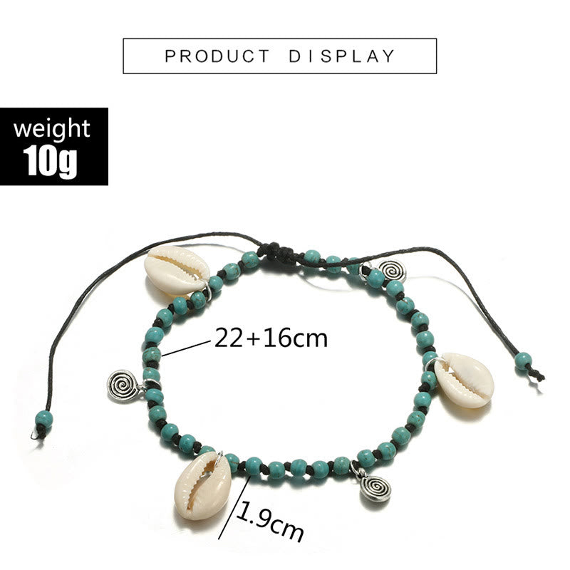 Olivenorma Natural Turquoise Beaded Shell Pendant Bracelet Anklet