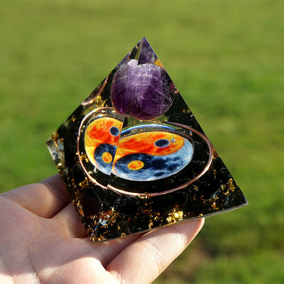 Olivenorma Amethyst Yin Yang Series Balance Orgone Pyramid