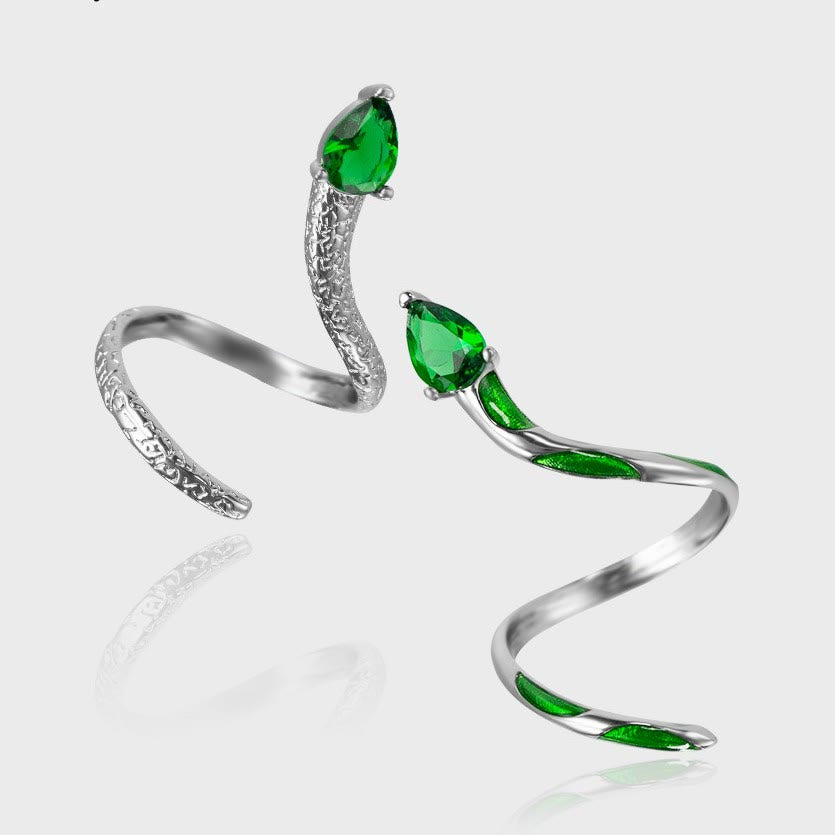 Olivenorma Emerald Snake Knuckle Cuff Ring