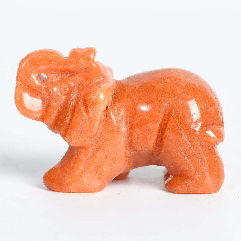 Olivenorma 1.5/2 Inches Carved Elephant Figurine Gemstone Decoration