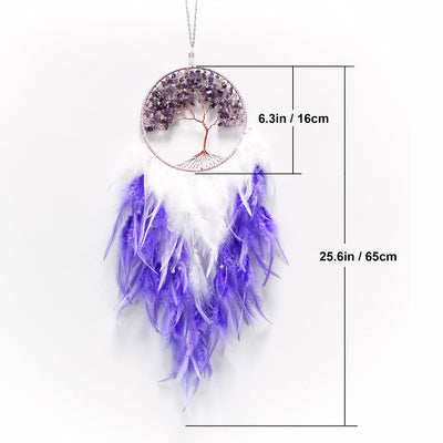 Olivenorma Healing Crystal Tree of Life Purple Dream Catcher