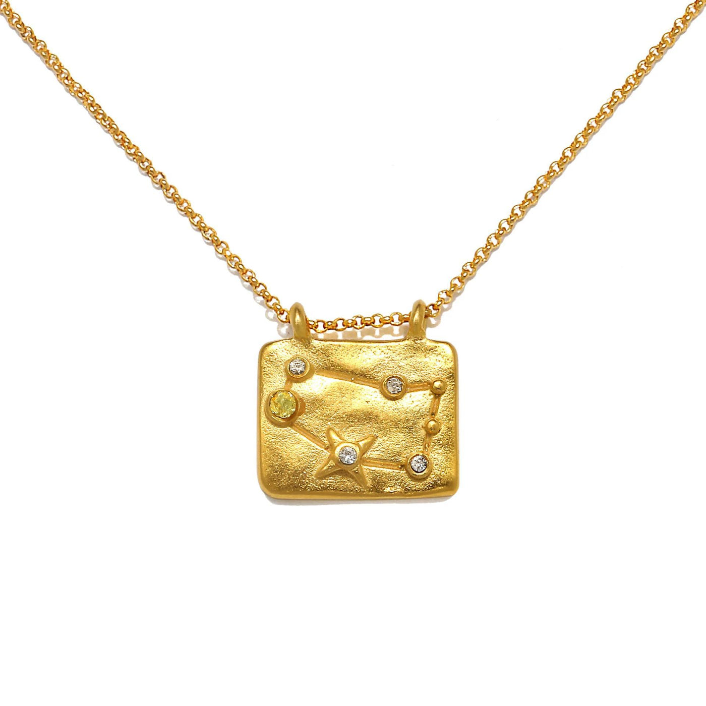 Olivenorma White Zircon Zodiac Copper Plated 18k Gold Necklace