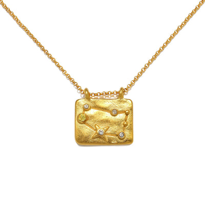 Olivenorma White Zircon Zodiac Copper Plated 18k Gold Necklace