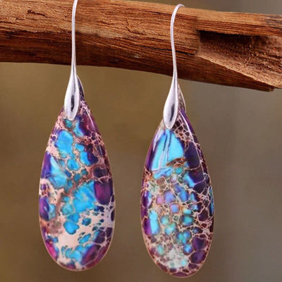 Olivenorma Drop Shape Emperor Stone Earrings