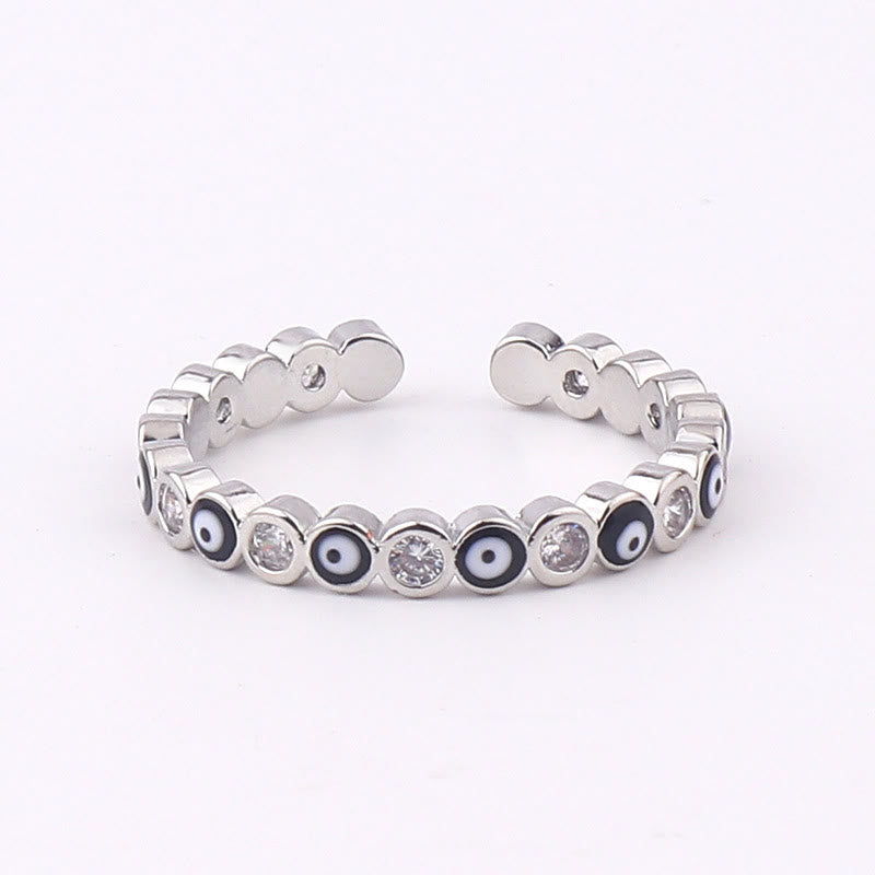 Olivenorma Colorful Evil Eye White Zircon Adjustable Ring