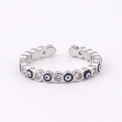 Olivenorma Colorful Evil Eye White Zircon Adjustable Ring