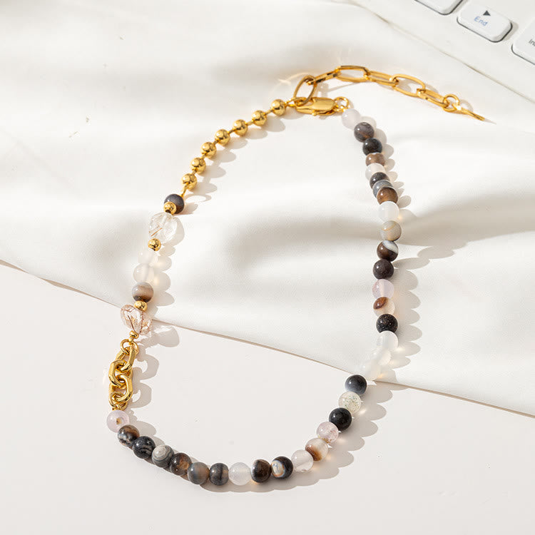 Olivenorma Natural Stone Semi Precious Stone Beaded Clavicle Necklace