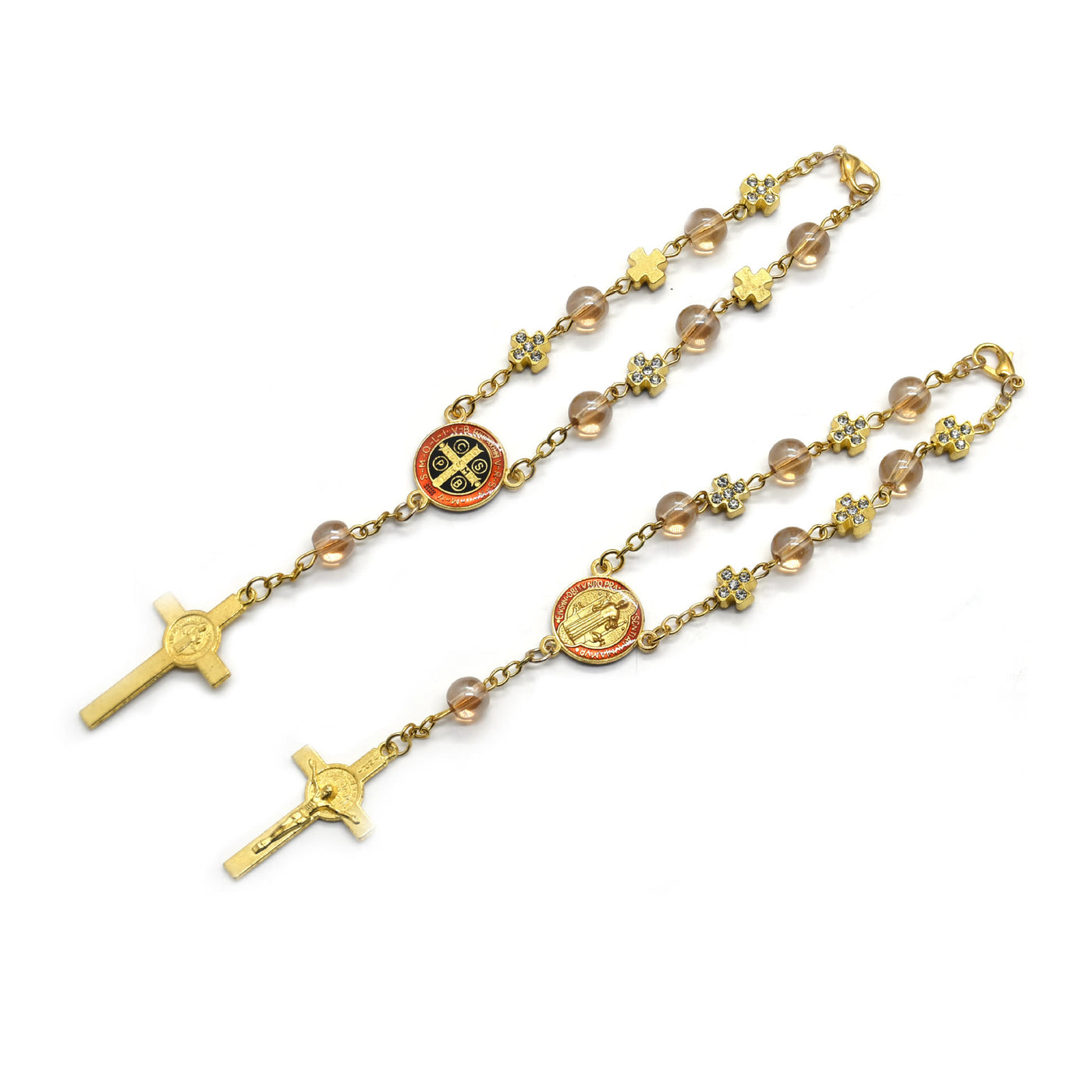 Olivenorma Prayer Beads Rosary Gold Cross Bracelet