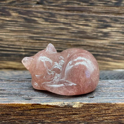 Olivenorma 4cm Natural Crystal Nap Cat Gemstone Decoration - Strawberry Quartz - image 19