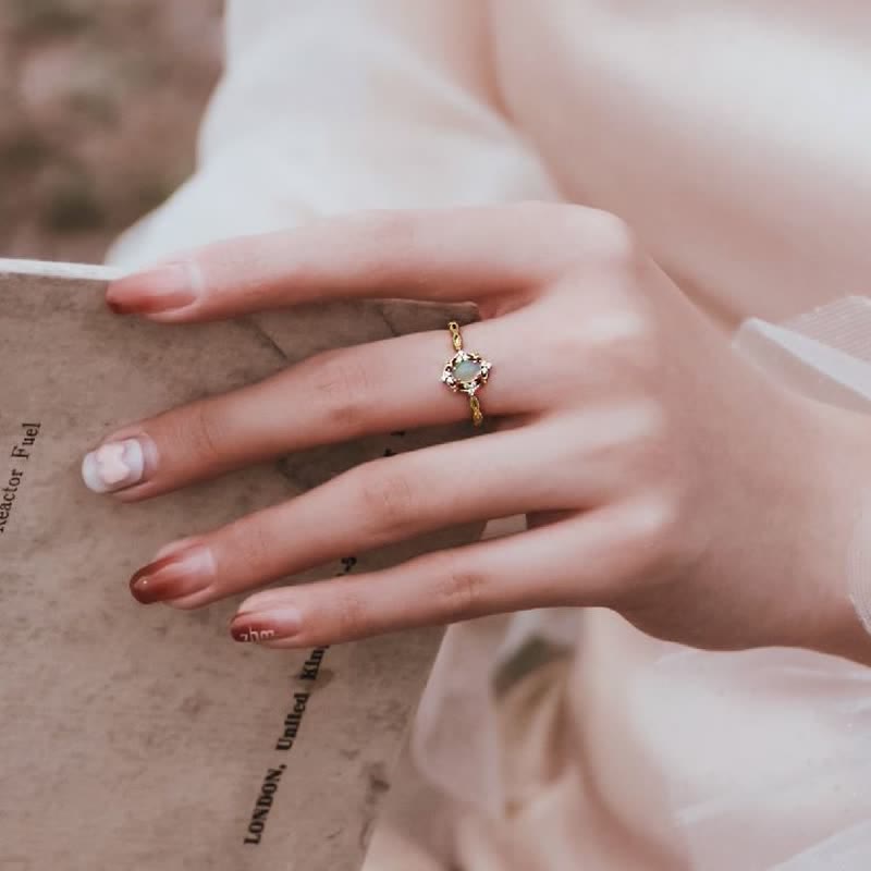 Olivenorma Light Luxury Opal Adjustable Ring