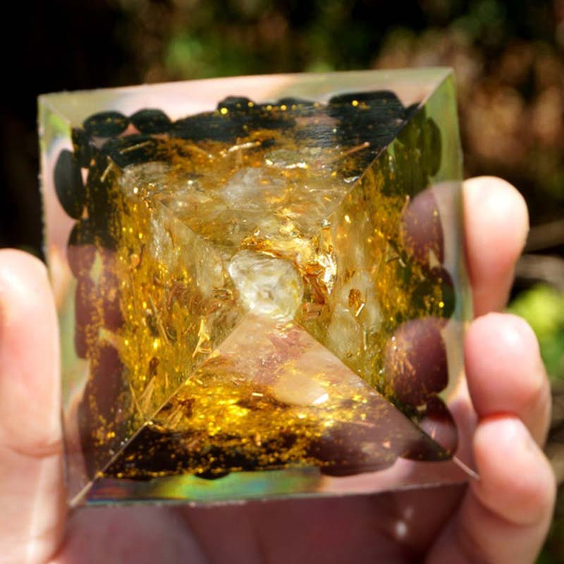 Olivenorma Citrine Obsidian Tree Of Life Orgone Pyramid