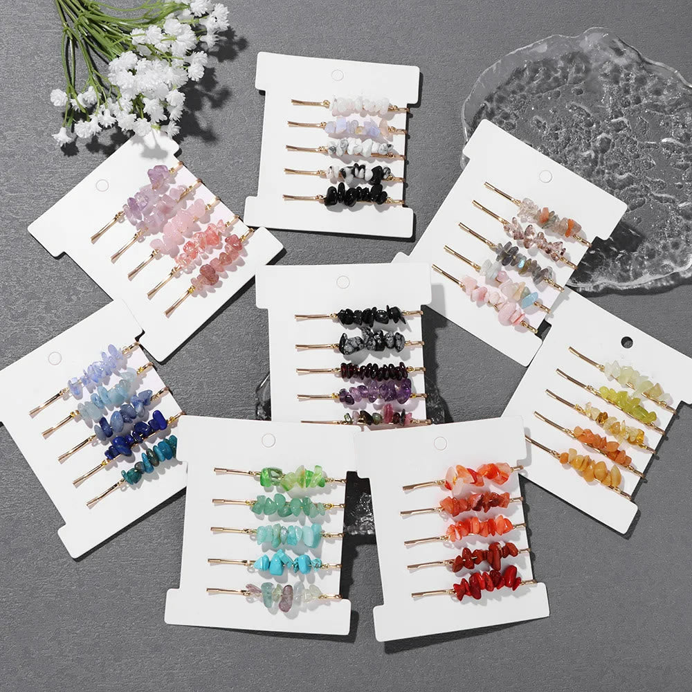 Olivenorma 5Pcs Healing Crystal Hairpin