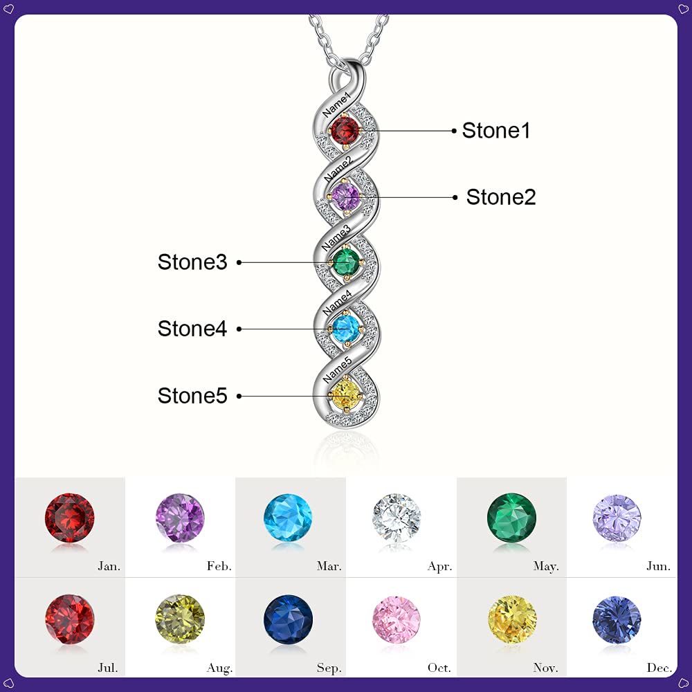 Olivenorma Women Birthstone Engraved Name Necklace