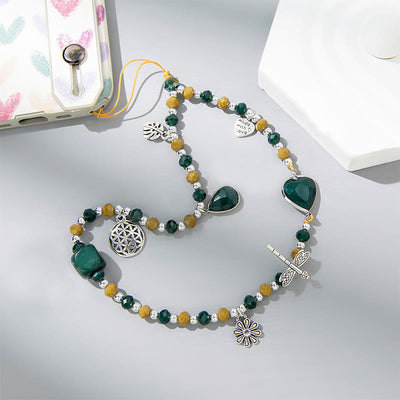 Olivenorma Crystal Pearl Drop Heart Shape Phone Strap - Moss Agate - image 11