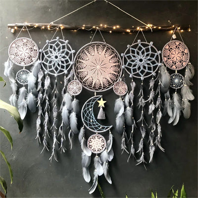 Olivenorma Set Of 5 Feather Moon And Stars Dream Catcher