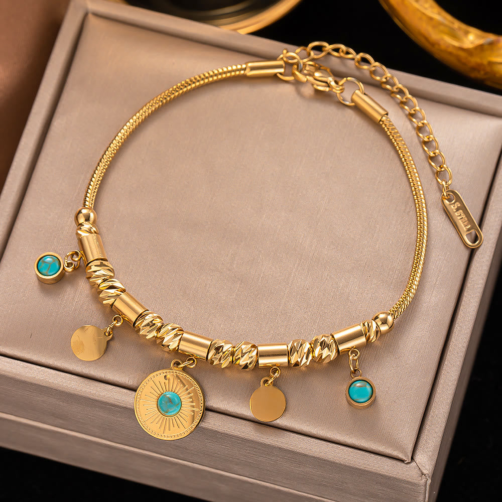 Olivenorma Gilded Turquoise Evil Eye Fantasy Wrap Bracelet Necklace