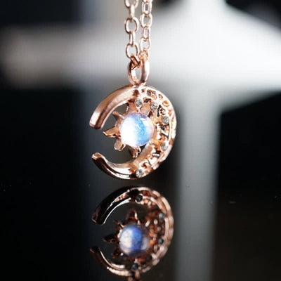 Olivenorma Celestial Dainty Moon Moonstone Necklace