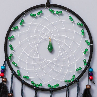 Olivenorma Natural Green Aventurine Peacock Feather Dream Catcher