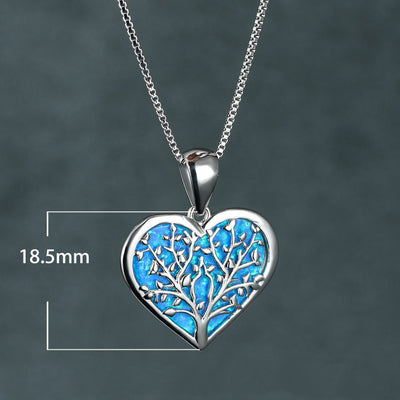 Olivenorma Tree of Life Opal Heart Necklace