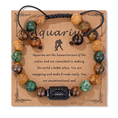 Olivenorma Natural Stone Zodiac Handwoven Bracelet