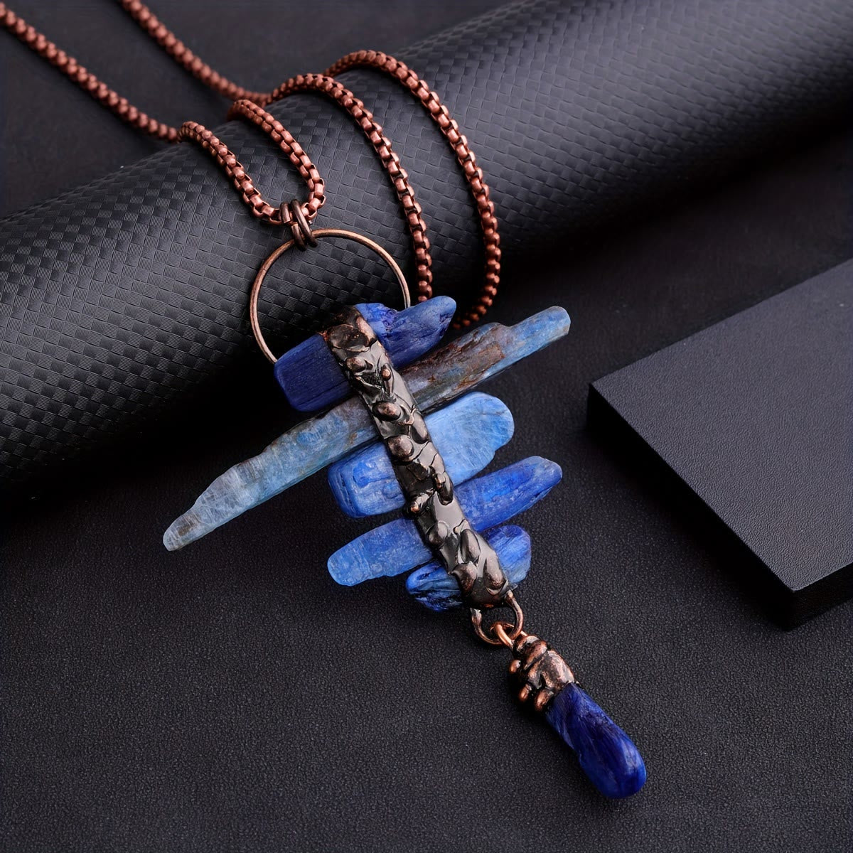 Olivenorma Irregular Kyanite Original Stone Six Link Tassel Necklace