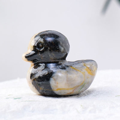 Olivenorma 1.2Inch Quartz Crystal Duck Carving Gemstone Decoration - Zebra Stone - image 7
