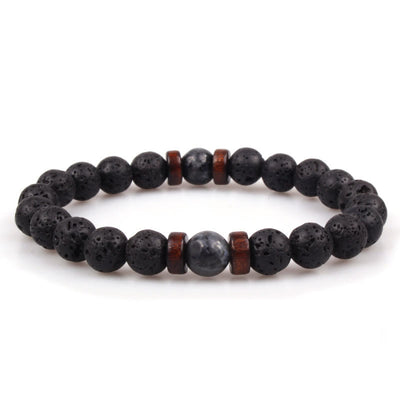 Olivenorma Natural Stone 8mm Wooden Beads Energy Men Bracelet