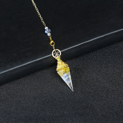 Olivenorma Natural Crystal Resin Hexagonal Pyramid Pendulum